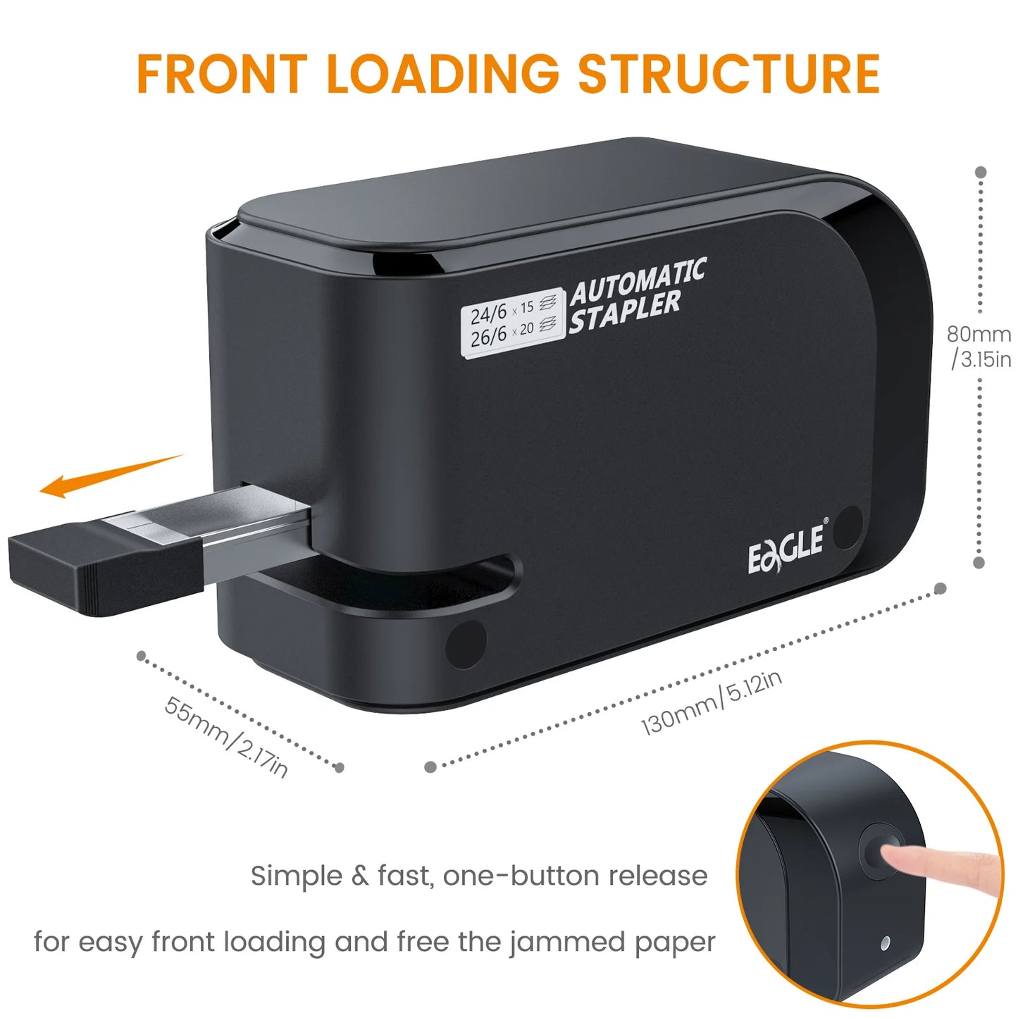 EAGLE automatic electric Stapler, With free 2000 staples, 20-sheet capacity, Dual power supply, office,school binding supplies