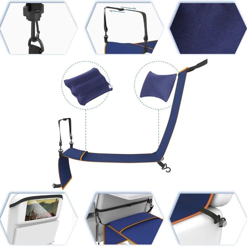 Adjustable Footrest Hammock with Inflatable Pillow Seat Cover for Planes Trains Buses Swing Chair Outdoor Chair Travel