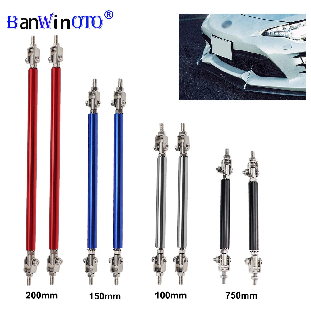 Car Splitter Rods Racing Adjustable Front Rear Bumper Lip Support Strut Brace Tie Pull Bar Kit 75/100/150/200mm Universal 1 Pair