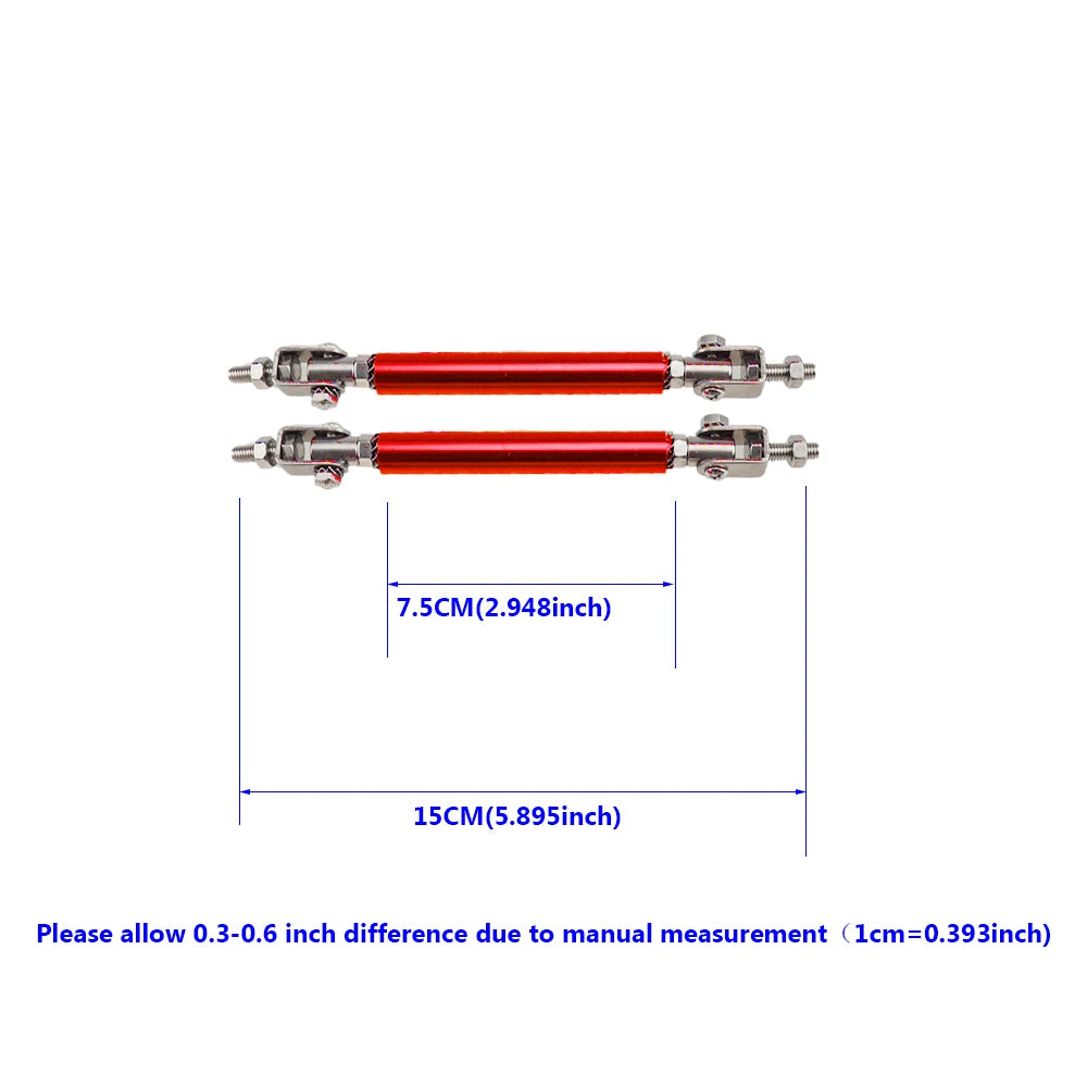 Car Splitter Rods Racing Adjustable Front Rear Bumper Lip Support Strut Brace Tie Pull Bar Kit 75/100/150/200mm Universal 1 Pair