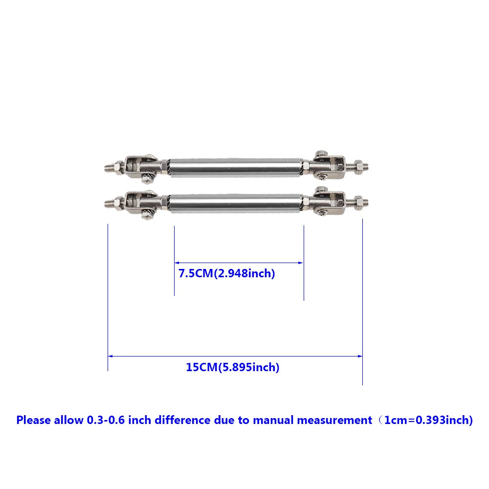 Car Splitter Rods Racing Adjustable Front Rear Bumper Lip Support Strut Brace Tie Pull Bar Kit 75/100/150/200mm Universal 1 Pair