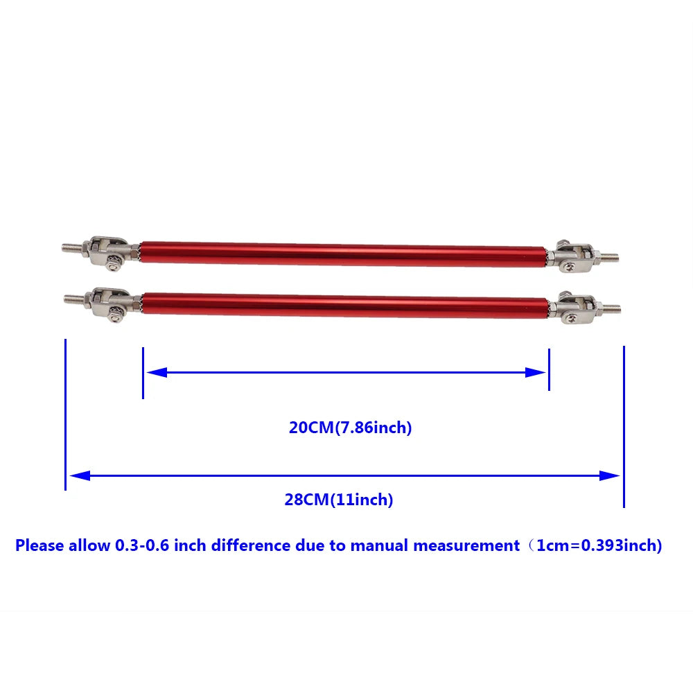 Car Splitter Rods Racing Adjustable Front Rear Bumper Lip Support Strut Brace Tie Pull Bar Kit 75/100/150/200mm Universal 1 Pair