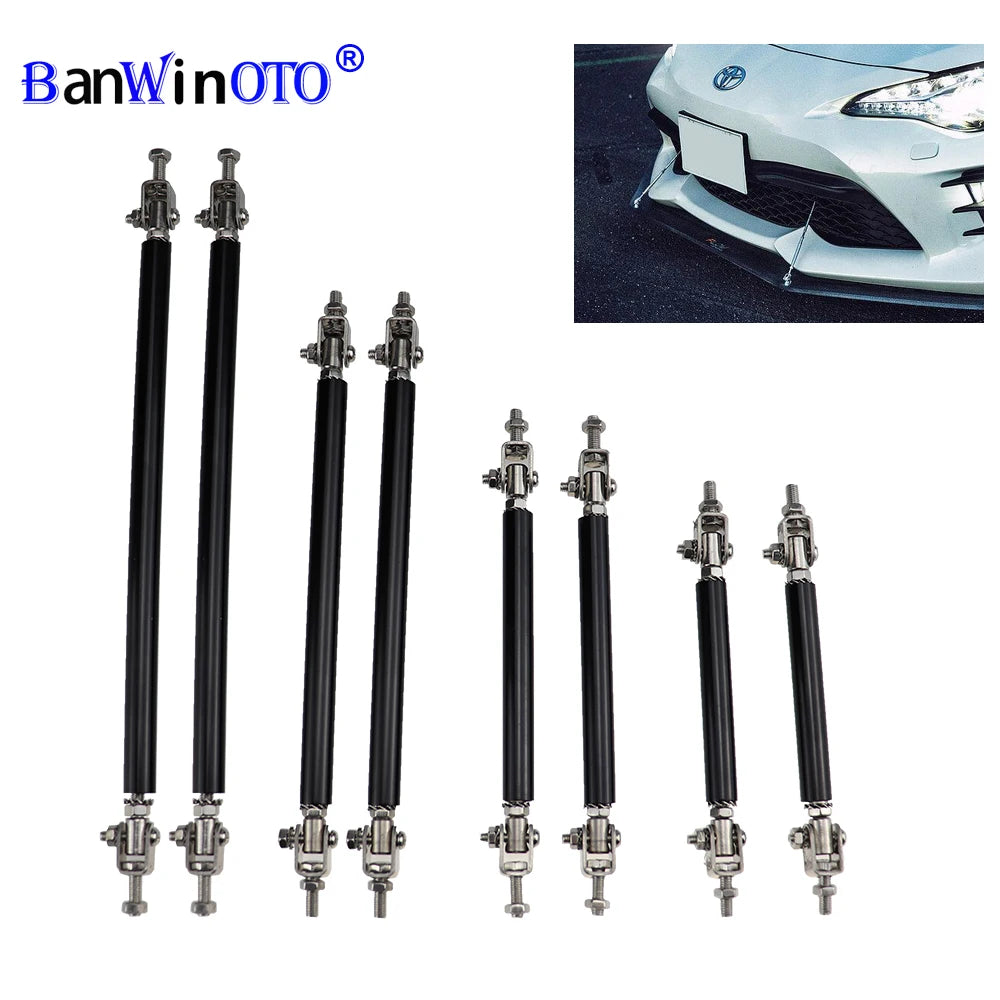 Car Splitter Rods Racing Adjustable Front Rear Bumper Lip Support Strut Brace Tie Pull Bar Kit 75/100/150/200mm Universal 1 Pair