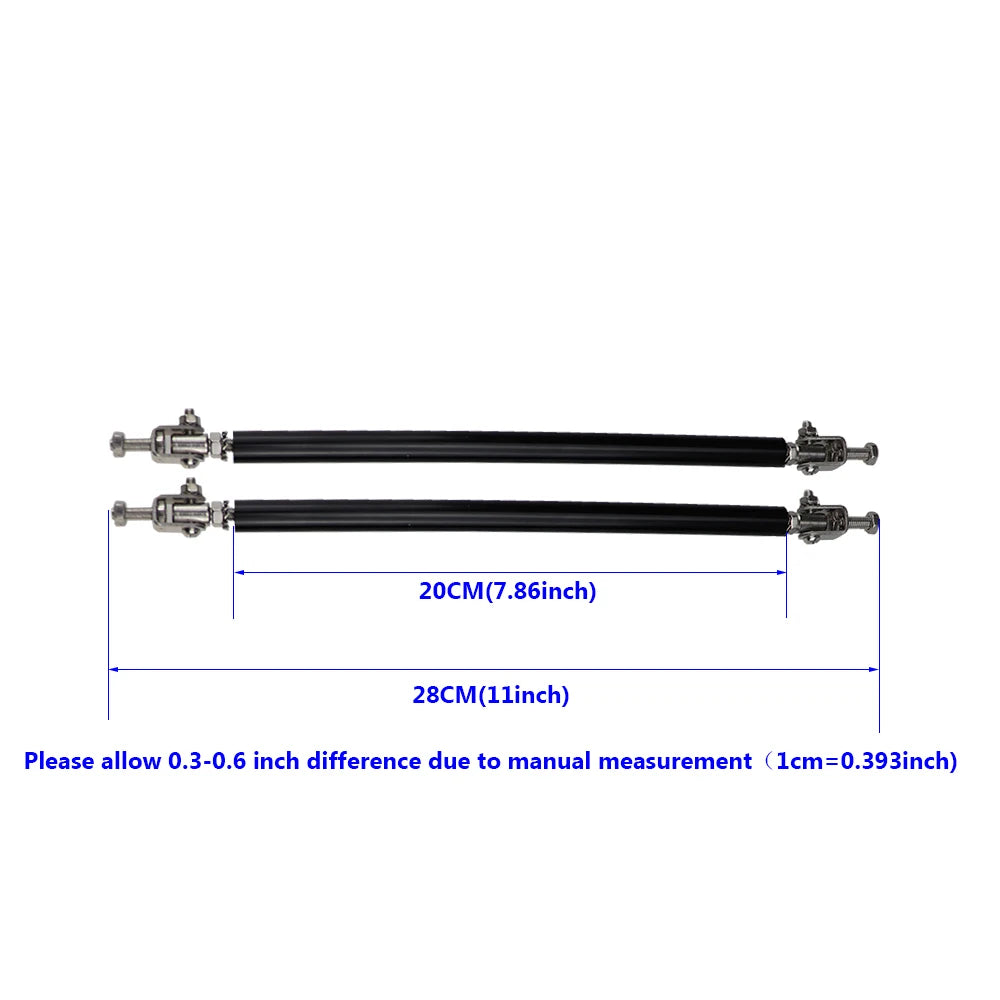 Car Splitter Rods Racing Adjustable Front Rear Bumper Lip Support Strut Brace Tie Pull Bar Kit 75/100/150/200mm Universal 1 Pair
