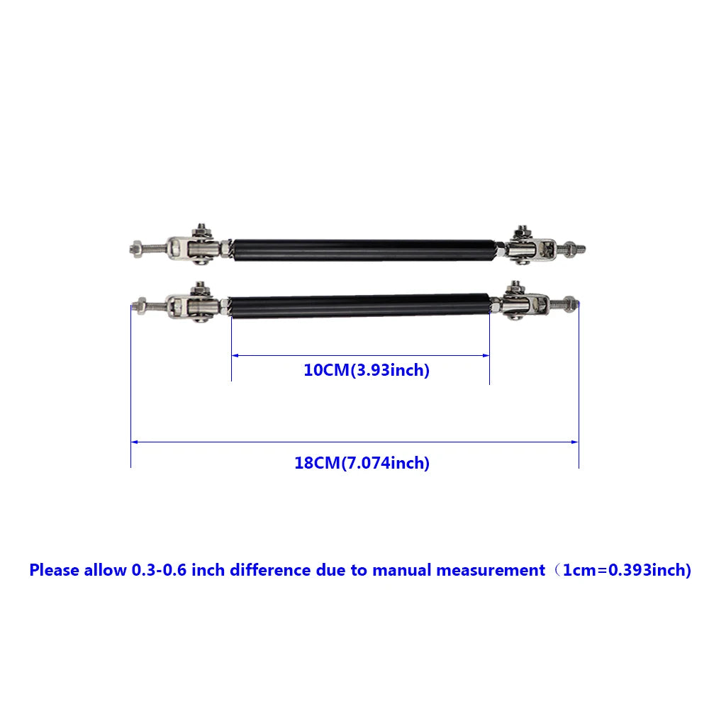 Car Splitter Rods Racing Adjustable Front Rear Bumper Lip Support Strut Brace Tie Pull Bar Kit 75/100/150/200mm Universal 1 Pair