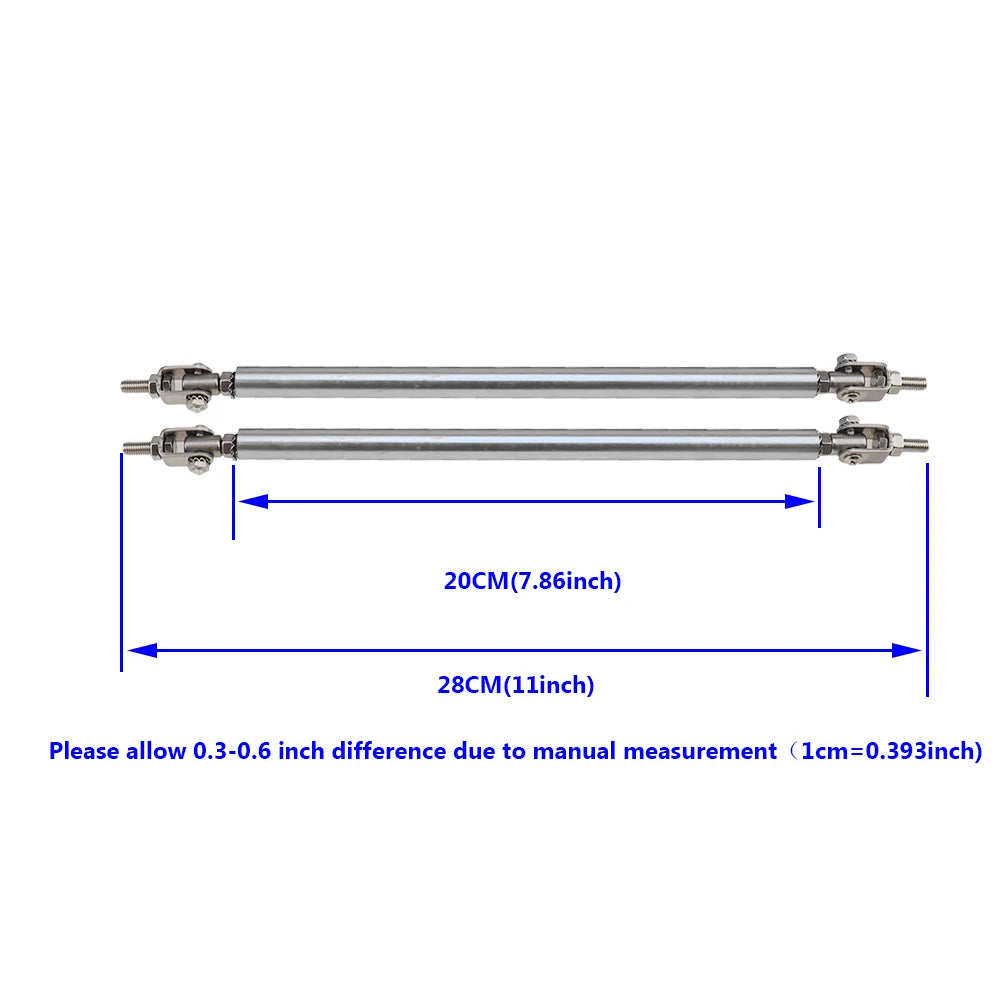Car Splitter Rods Racing Adjustable Front Rear Bumper Lip Support Strut Brace Tie Pull Bar Kit 75/100/150/200mm Universal 1 Pair