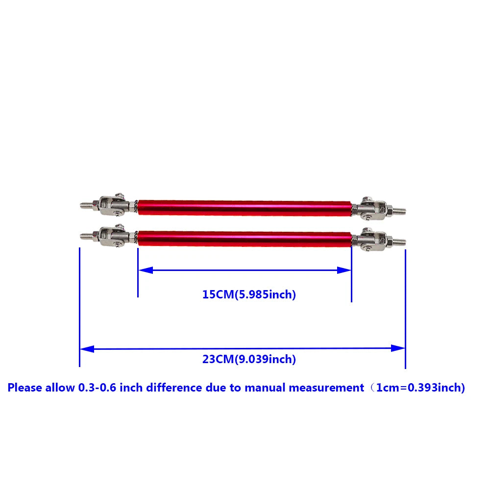 Car Splitter Rods Racing Adjustable Front Rear Bumper Lip Support Strut Brace Tie Pull Bar Kit 75/100/150/200mm Universal 1 Pair