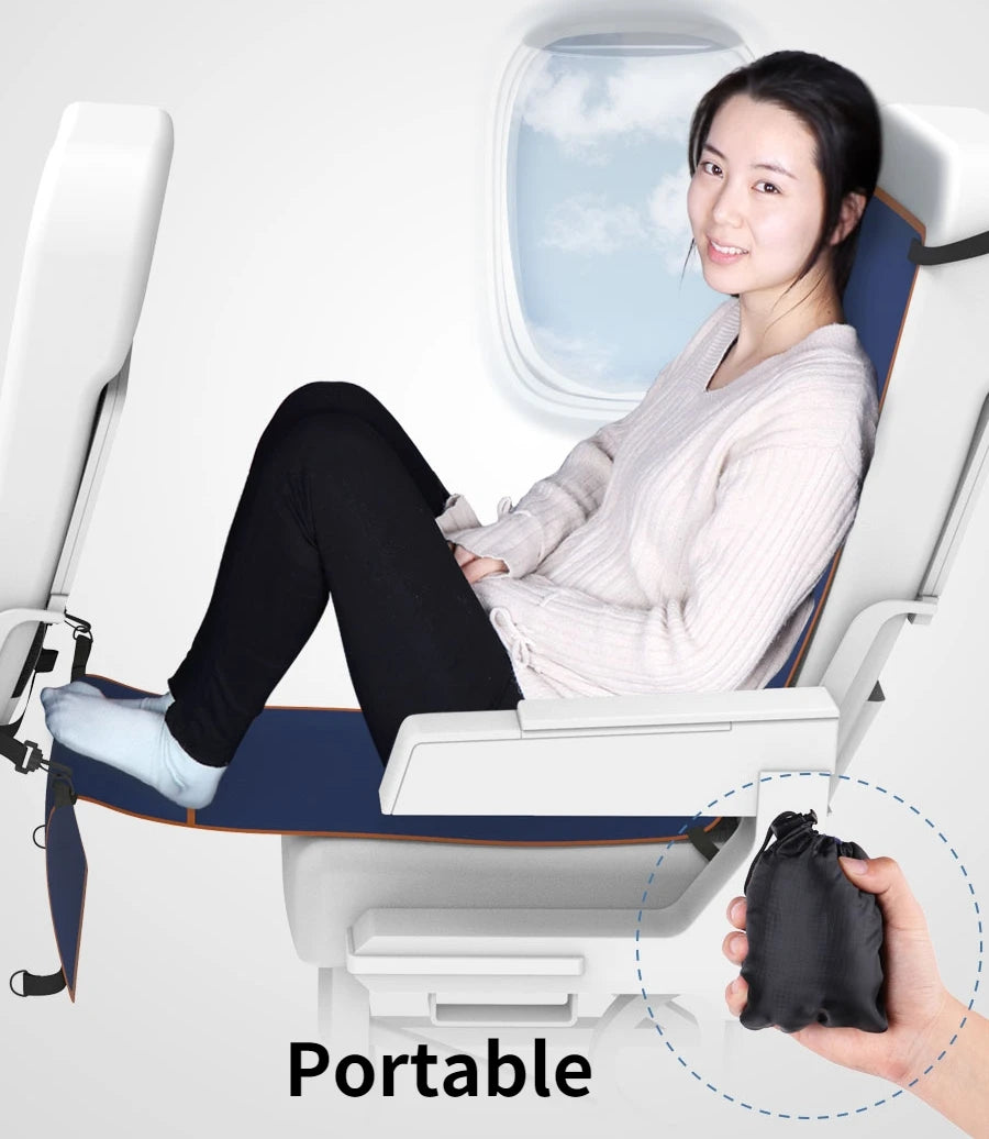 Adjustable Footrest Hammock with Inflatable Pillow Seat Cover for Planes Trains Buses Swing Chair Outdoor Chair Travel