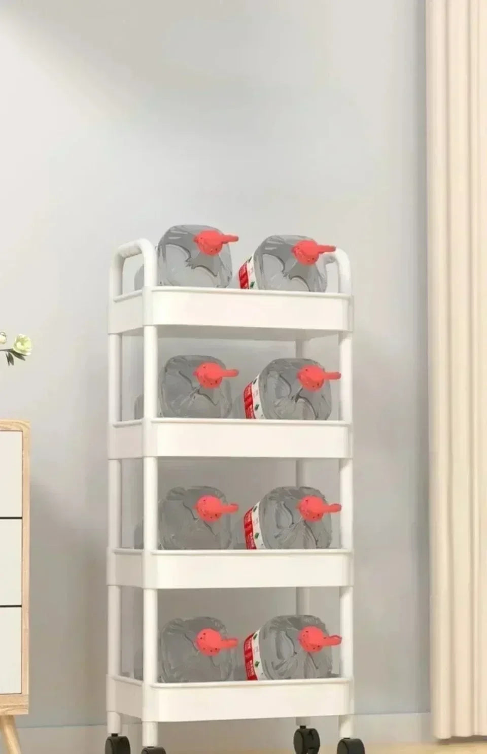 Household Multi-layer Small Cart Storage Rack Floor To Floor Kitchen Bedroom Bathroom Storage Rack Storage Rack With Wheels