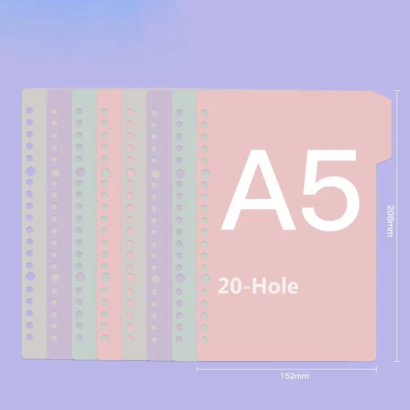 Candy Color Dividers A4 B5 A5 Planner Index Divider Page Plastic Classification Page Tab Bookmark Planner Inserts 8 Pcs/set