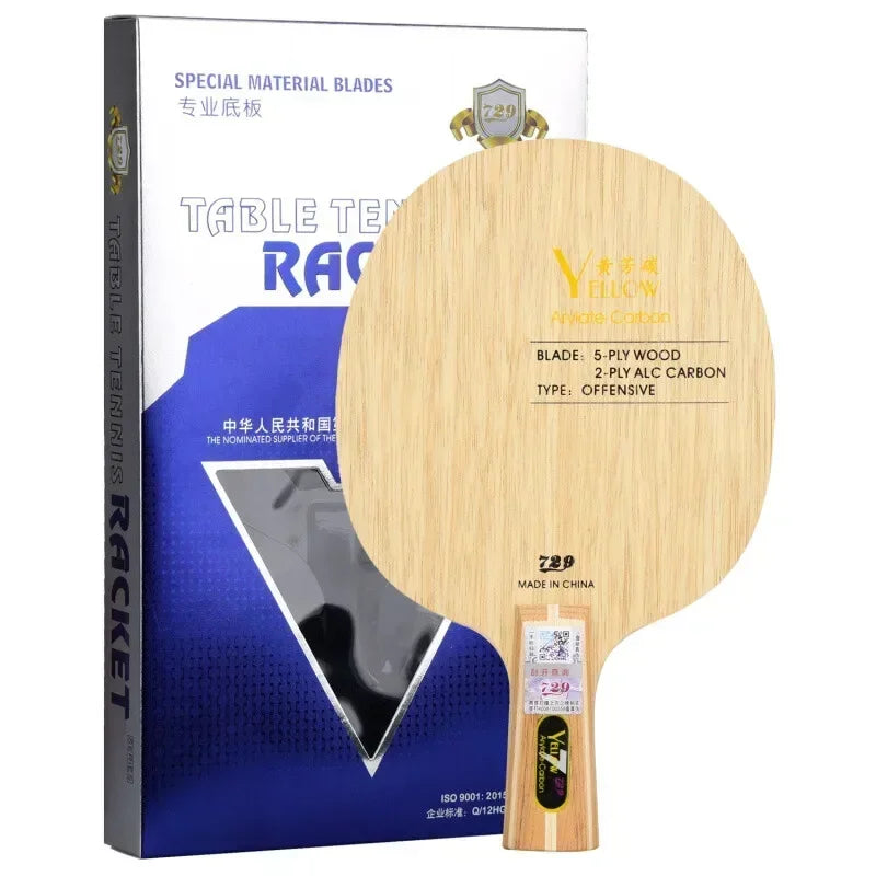 Original 729 Friendship Yellow ALC Table Tennis Blade 5 Wood 2 Arylate Carbon Professional Ping Pong Blade Blue ALC Offensive