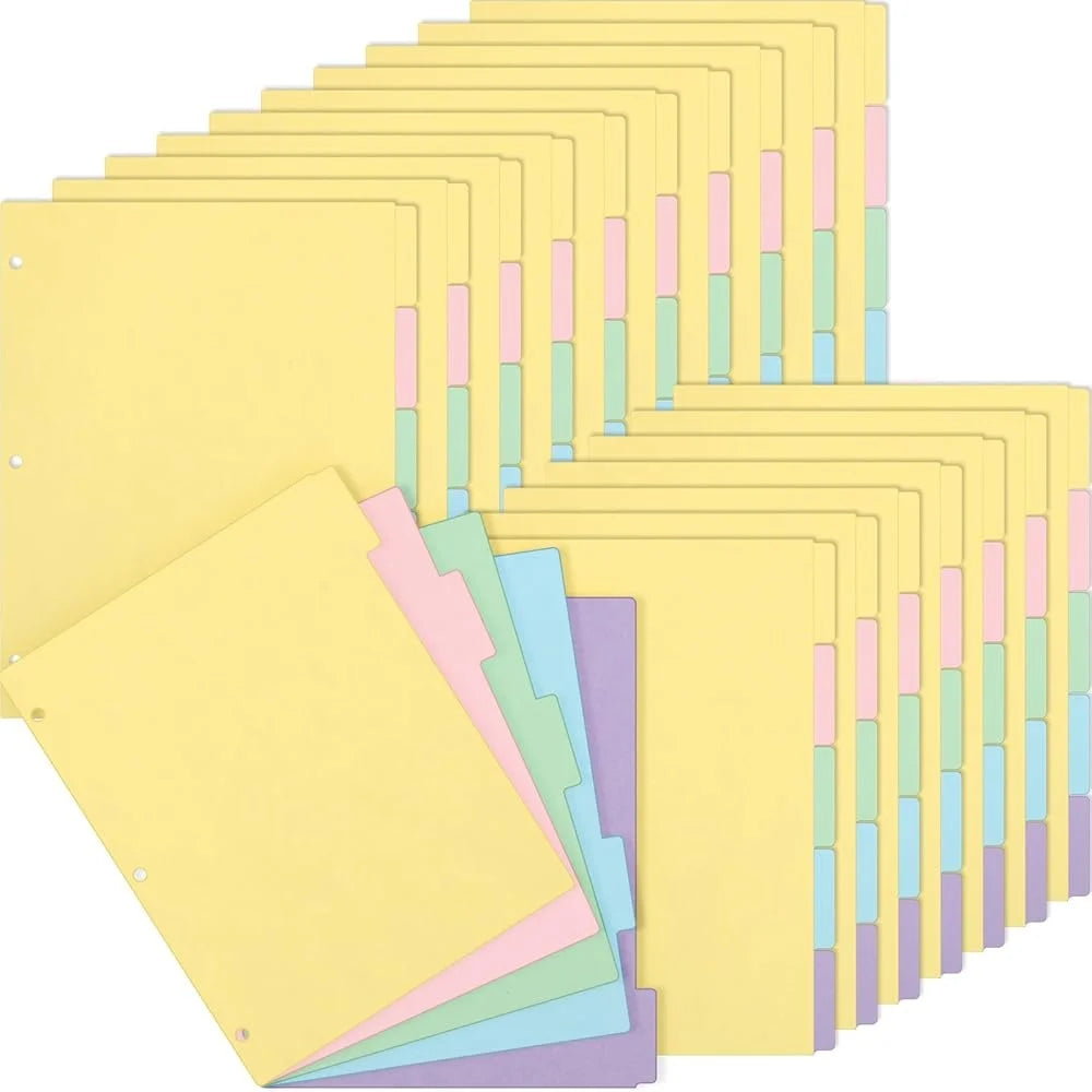200 Pieces 3 Ring Binder Dividers 40 Sets 5 Tab Labels Organization Office Home Storage Documents