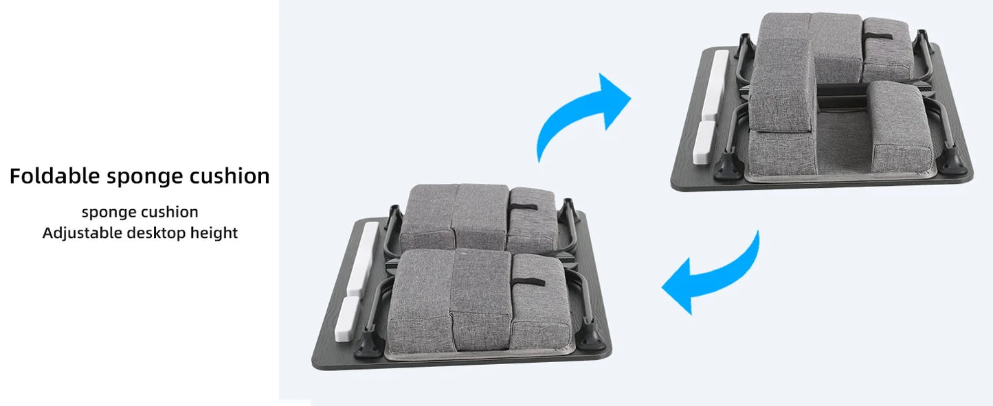 MUMUCC Portable Bed Table For Laptop Folding With Foldable Cushion,Handle,Slot And Mouse Pad, Wooden Gaming Desk