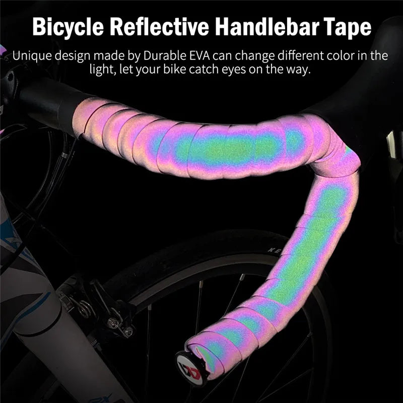 WEST BIKING Bicycle Handlebar Strap Reflective Discolor Bike Handlebar Tape Anti-slip Shock-absorption Handle Strap Cycling Part