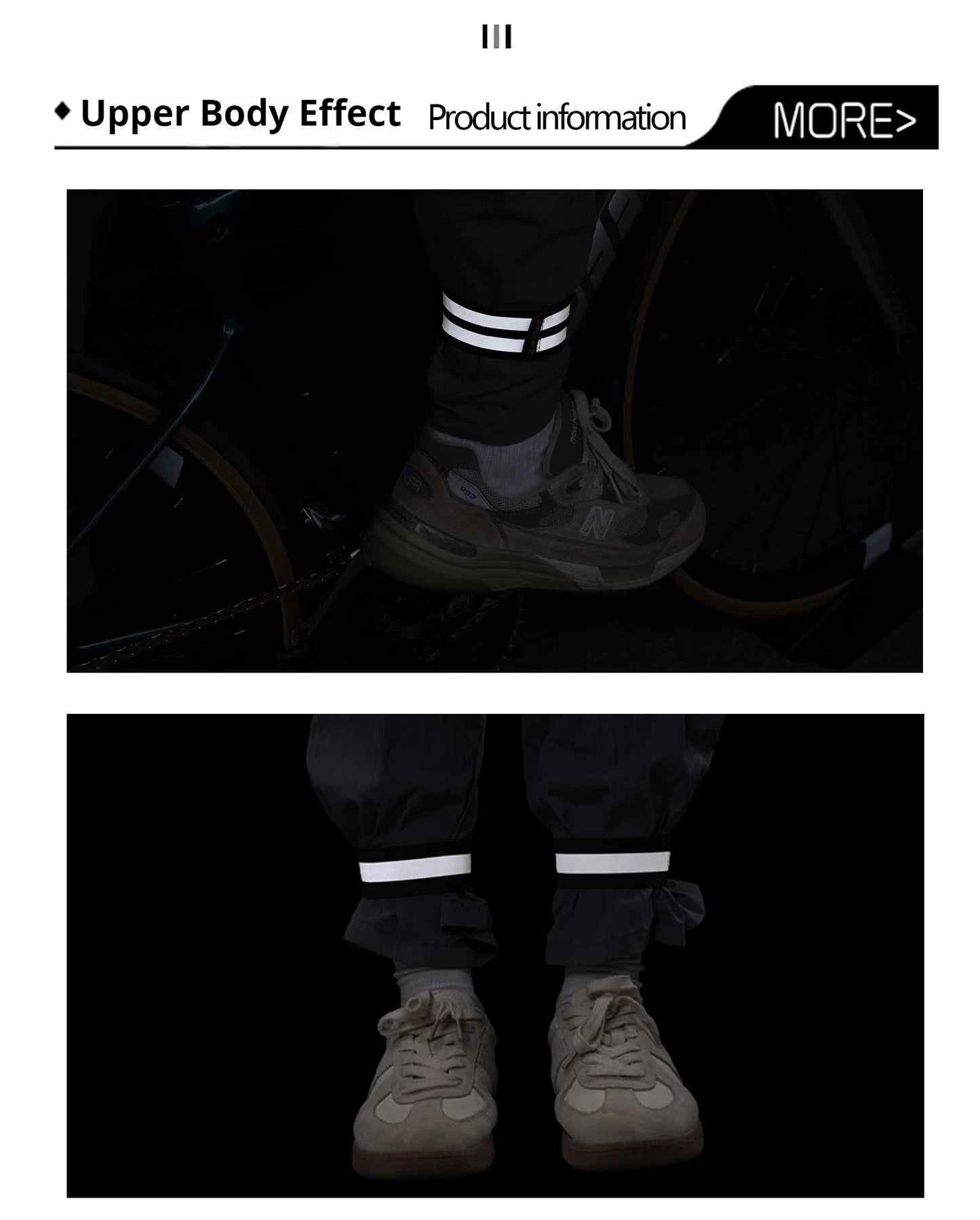 ENLEE Bicycle Trouser Straps Road Bike Night Riding Reflective Gaiters Outdoor Hiking Night Running Trouser Leg Straps