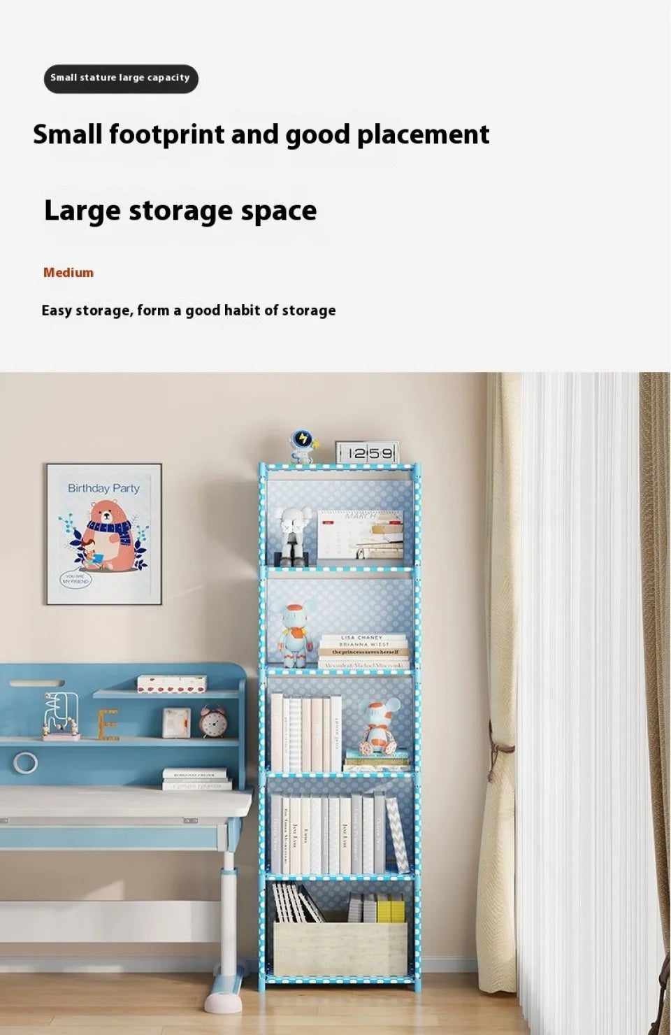 Multi-layer Simple Assembled Bookshelf Easy To Assemble Closet Storage Cabinet Portable Children's Sundries Shelf Save Space
