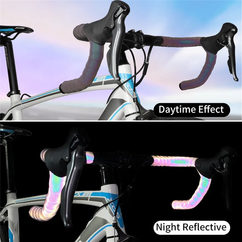 WEST BIKING Bicycle Handlebar Strap Reflective Discolor Bike Handlebar Tape Anti-slip Shock-absorption Handle Strap Cycling Part