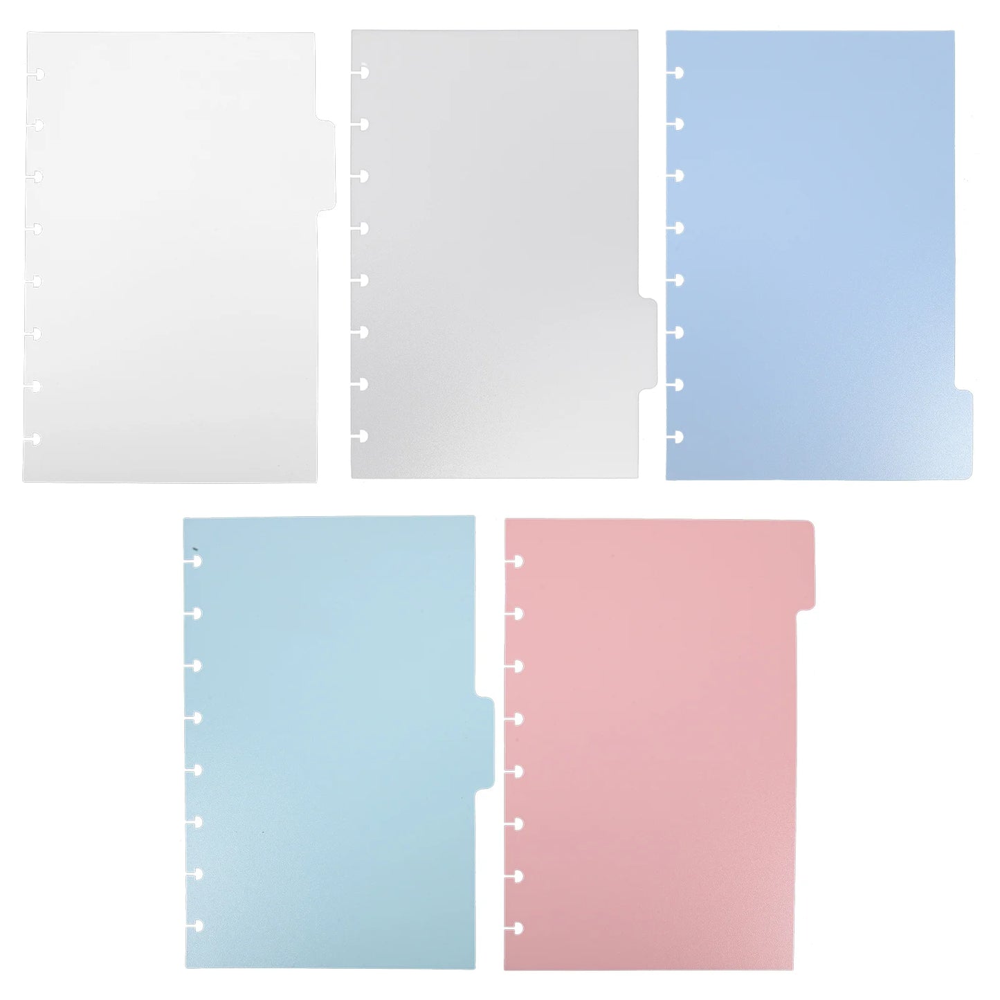 5Pcs Mushroom Hole Notebook Dividers 5.5X8.5inch Loose-Leaf Planner T Puncher Office Tab Dividers Accessory Bookmark Index Page