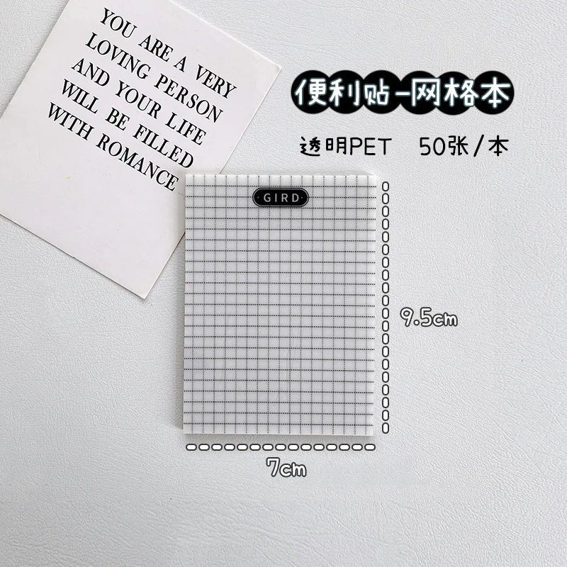 50 Sheets Transparent Waterproof Sticky Note Pads Notepads for School Stationery Office Supplies