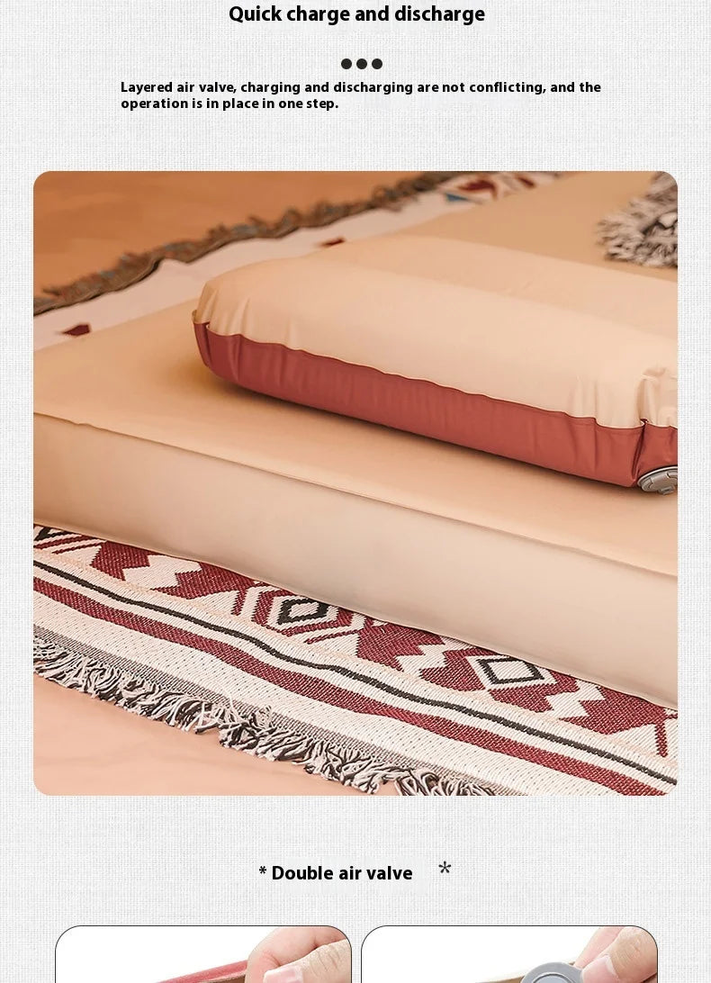 Lohascamping double Self-inflating Mattress 10cm Compact Folding Camping Mat Sleeping Bed Pad 1-2 Person floor tent Air Mat