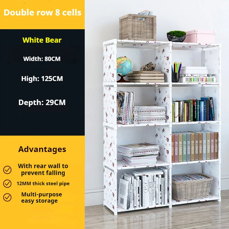 Multi-layer Simple Assembled Bookshelf Easy To Assemble Closet Storage Cabinet Portable Children's Sundries Shelf Save Space
