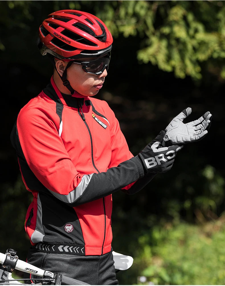 ROCKBROS Cycling Gloves Touch Screen Waterproof MTB Bike Bicycle Gloves Thermal Warm Motorcycle Winter Autumn Sports Equipment