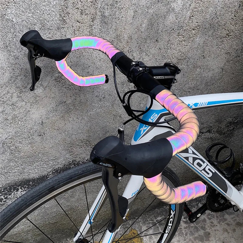 WEST BIKING Bicycle Handlebar Strap Reflective Discolor Bike Handlebar Tape Anti-slip Shock-absorption Handle Strap Cycling Part