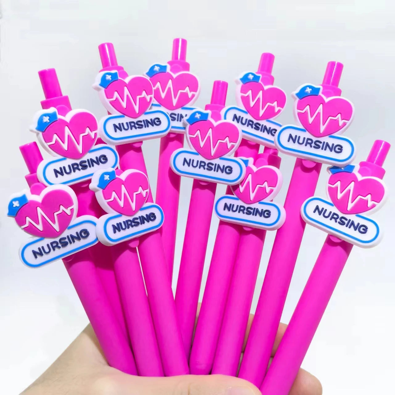 10PCS Doctor's Pens in Pink Series, Medical Neutral Pens, Solid Color Medical Nursing Day Series, Random Style Ballpoint Pens.
