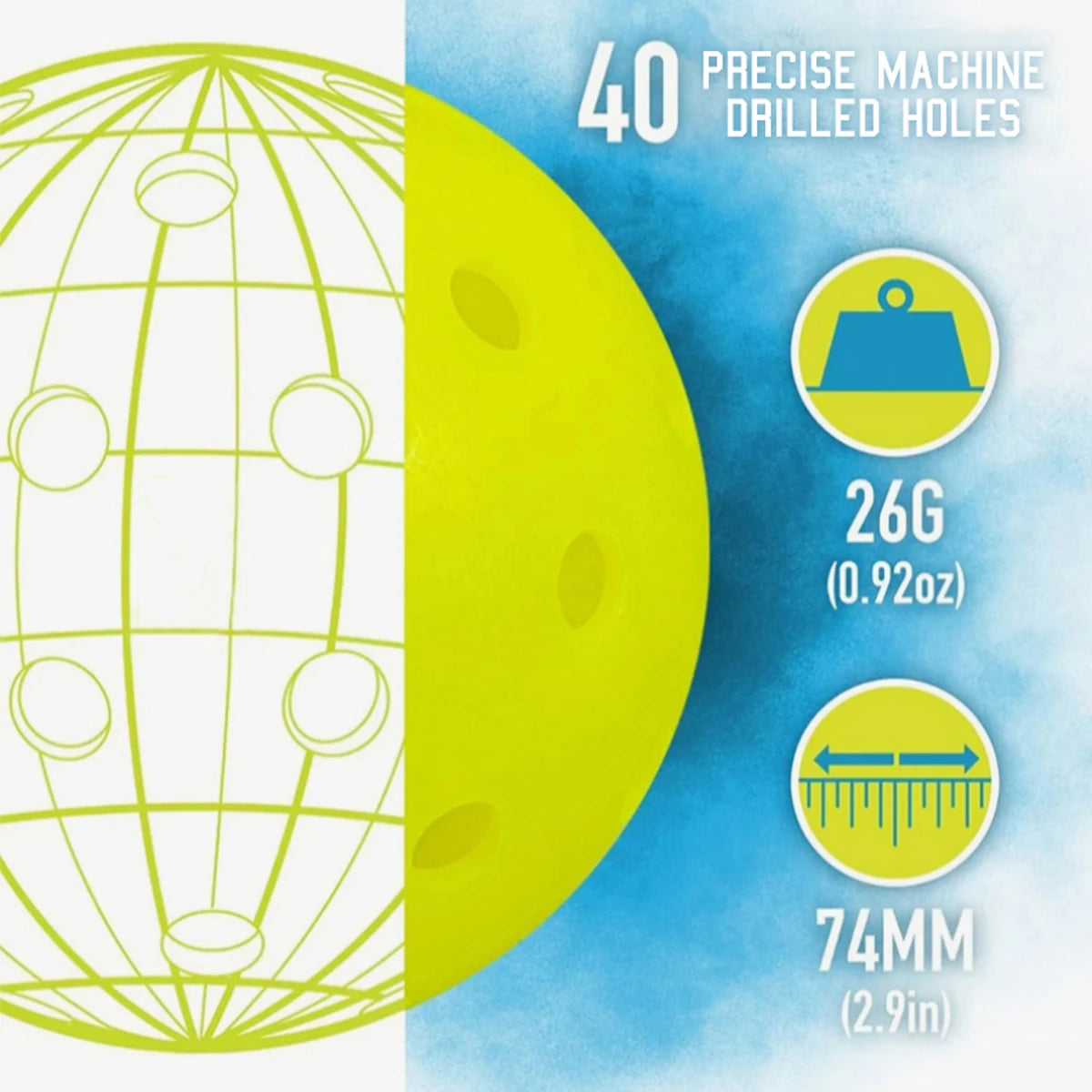 ALP Outdoor Pickleball 74mm Durable 40 Holes 26 Holes 1/3/6/12/100 Pieces/PCS 26g Original USA Professional Pickleball