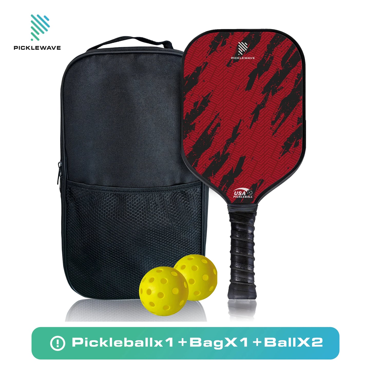 Intense Red Trace USAPA Pickleball Paddle Fiberglass Surface With High Grit & Spin Unibody Edgeless Sport Racquet Pickleball