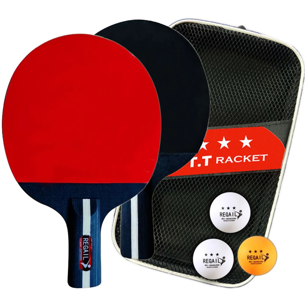 Table Tennis Racket 2 Rackets & 3 Balls Table Tennis Paddles Professional Ping Pong Paddle with Bag for Beginners Training Game