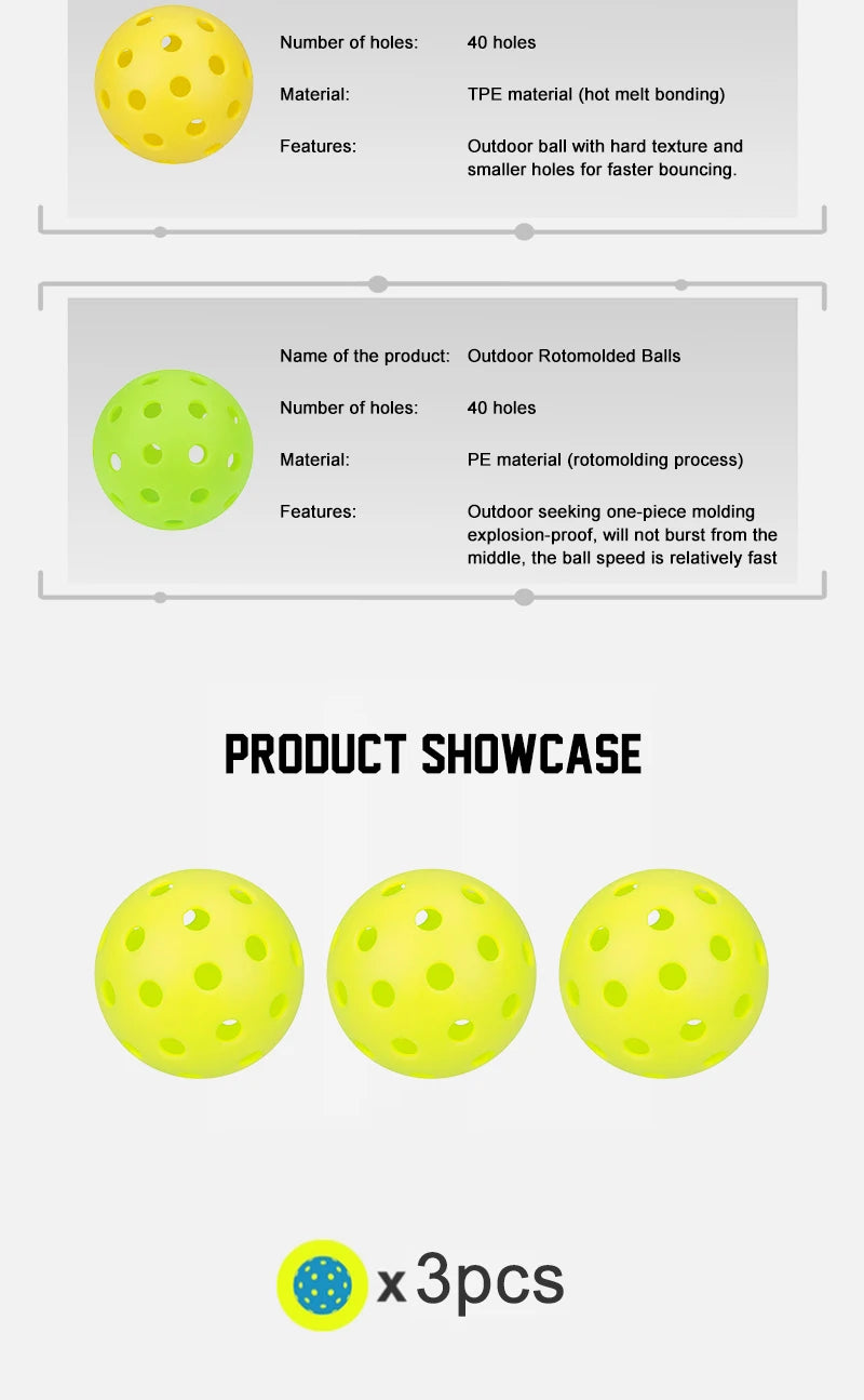 ALP Outdoor Pickleball 74mm Durable 40 Holes 26 Holes 1/3/6/12/100 Pieces/PCS 26g Original USA Professional Pickleball