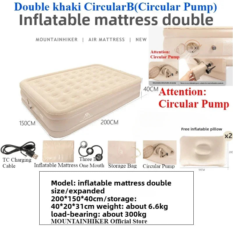 MOUNTAINHIKER Outdoor Inflatable Seating Mat Interior Air Mattress Mats Luxury Built-in Pump Thicken PVC Sleeping Bed Furniture