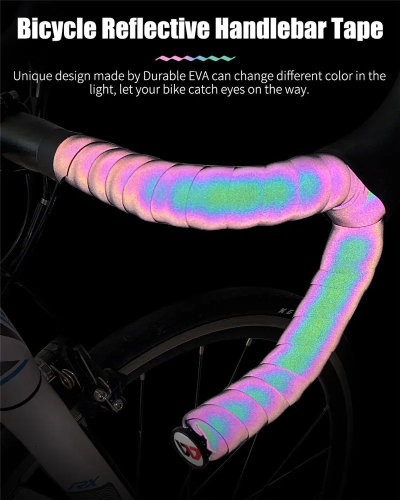 WEST BIKING Bicycle Handlebar Strap Reflective Discolor Bike Handlebar Tape Anti-slip Shock-absorption Handle Strap Cycling Part