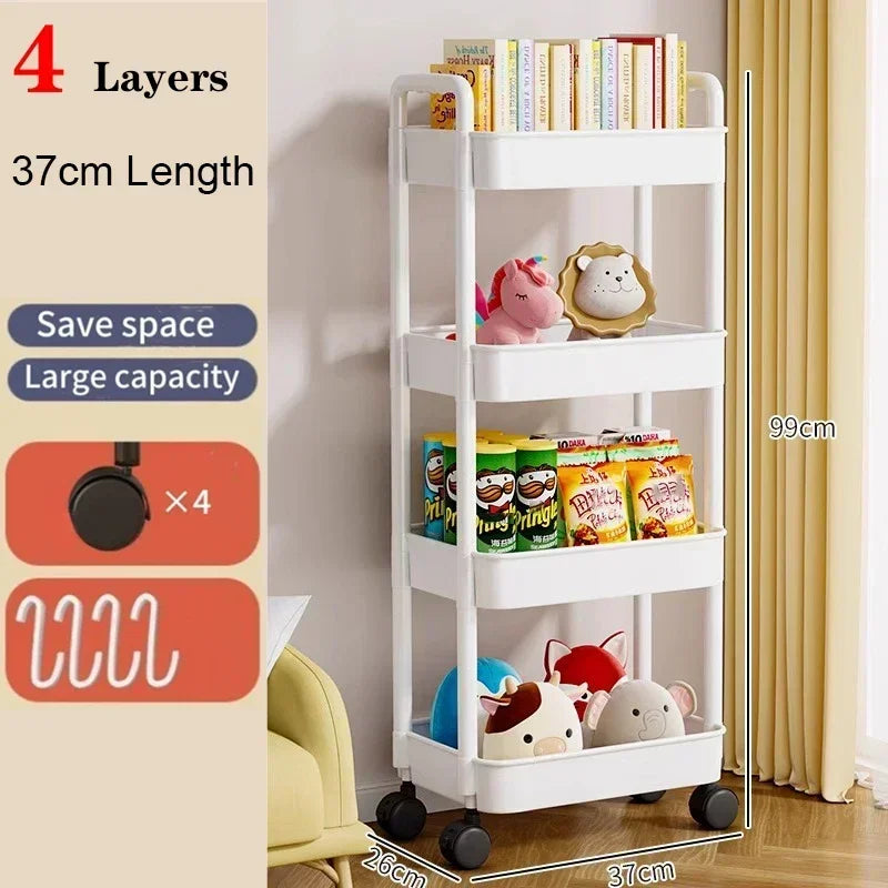 Mobile Storage Rack Trolley Organizer Household Kitchen Multifunctional Cart With Wheels Home Accessories Multi Storey Bookshelf