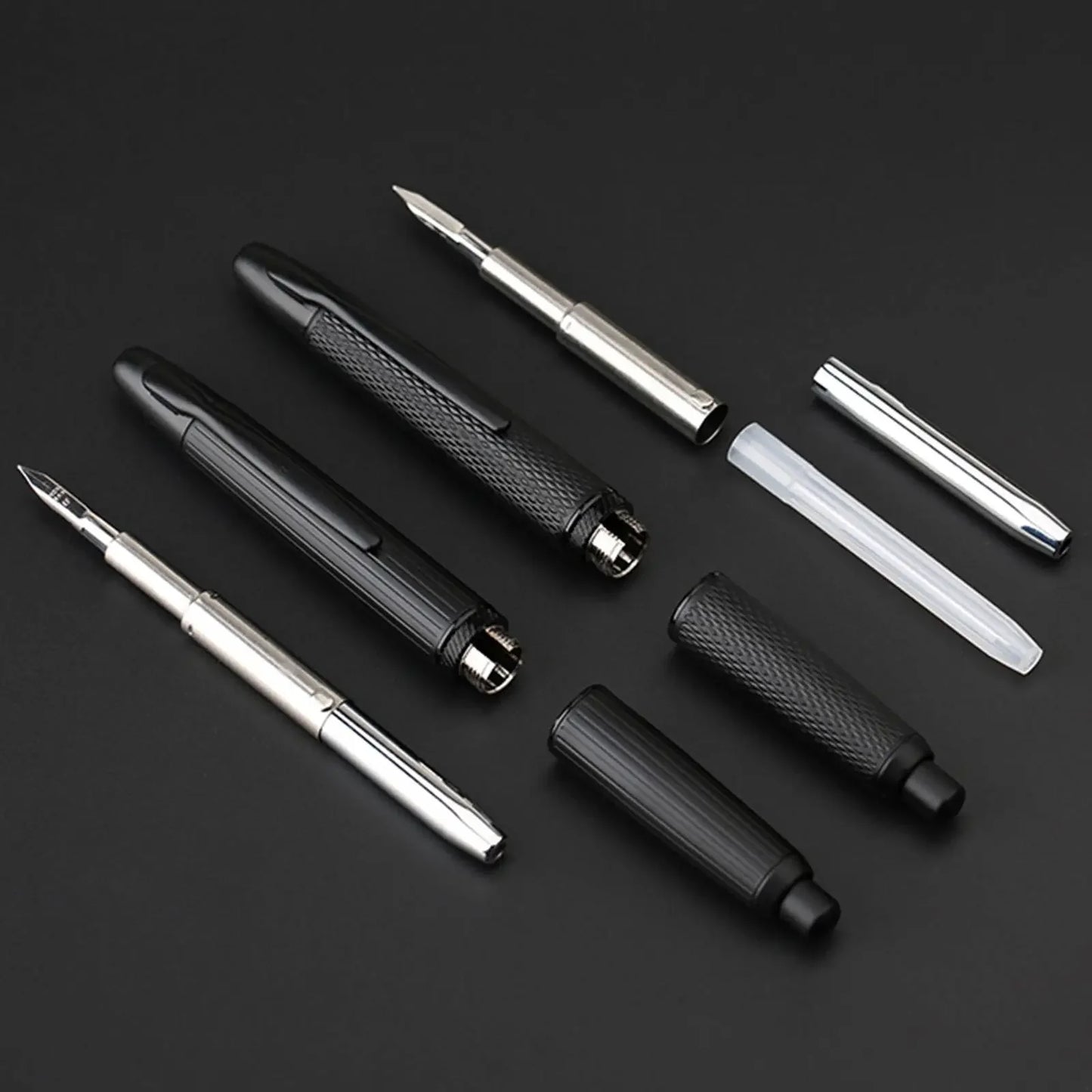 sliver Moonman A1 fountain pen Metal Press Iink pen Striped pattern EF 0.4MM Nibs writing gift pens for students office supplies