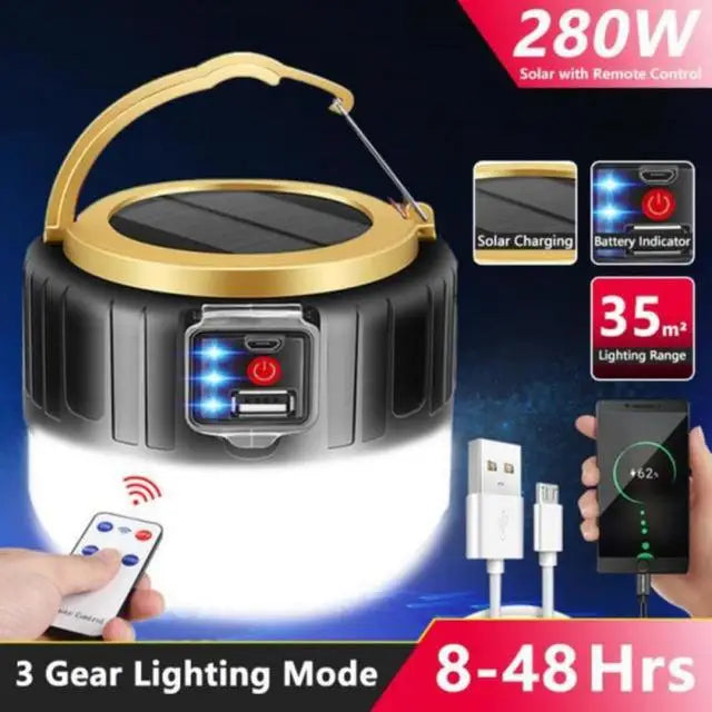 High Power LED Camping Light USB Rechargeable Bulb Outdoor Tent Lamp Portable Lantern Emergency Lighting Lights For BBQ Hiking