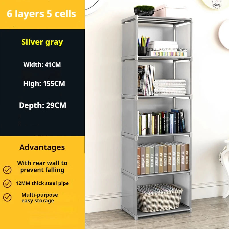 Multi-layer Simple Assembled Bookshelf Easy To Assemble Closet Storage Cabinet Portable Children's Sundries Shelf Save Space