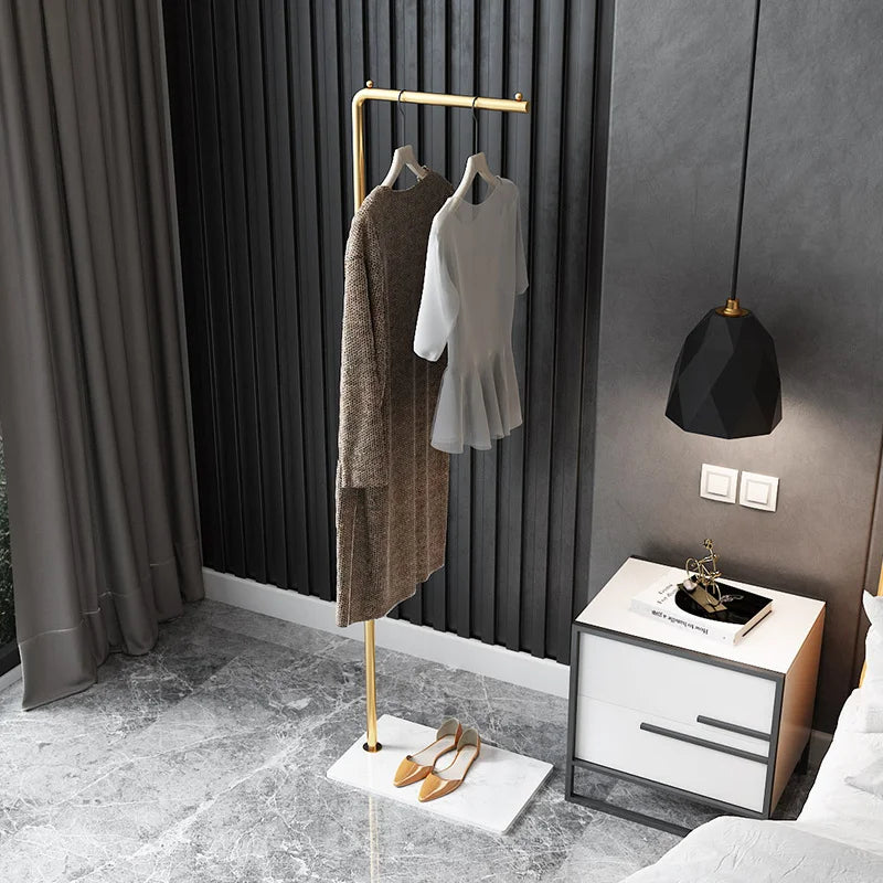 Scandinavian Modern Metal Valet Stand - Freestanding Multipurpose Suit Rack with Special Functions - Bedroom Clothing and Accessories