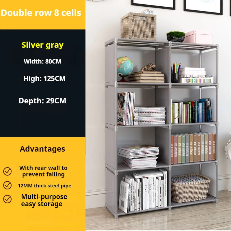 Multi-layer Simple Assembled Bookshelf Easy To Assemble Closet Storage Cabinet Portable Children's Sundries Shelf Save Space