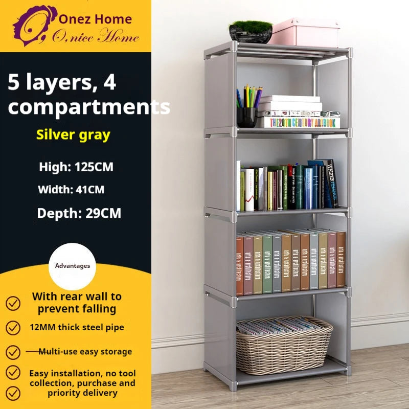 Multi-layer Simple Assembled Bookshelf Easy To Assemble Closet Storage Cabinet Portable Children's Sundries Shelf Save Space