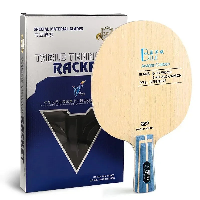 Original 729 Friendship Yellow ALC Table Tennis Blade 5 Wood 2 Arylate Carbon Professional Ping Pong Blade Blue ALC Offensive