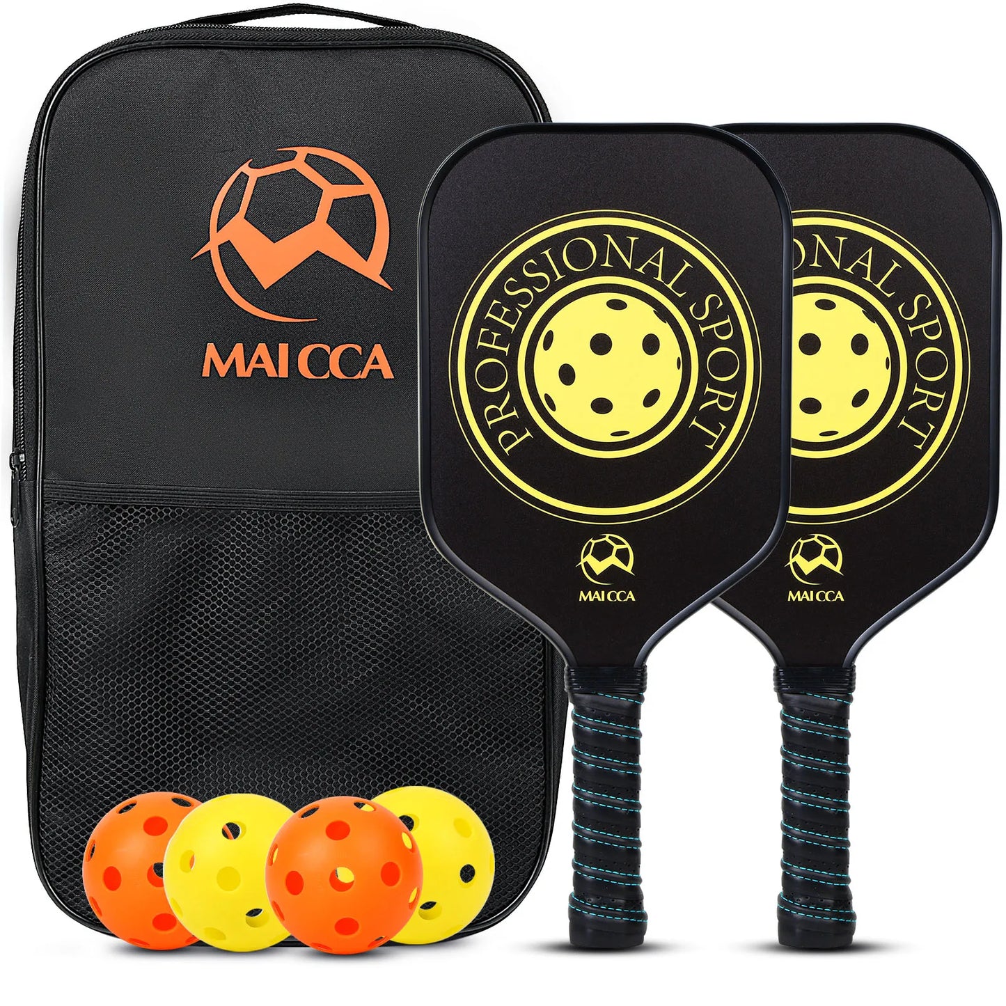 Pickleball Paddles Set Rackets Portable Racket Cover Carrying Bag Gift Kit USAPA Approved Indoor Outdoor Honeycomb Core 4 Balls