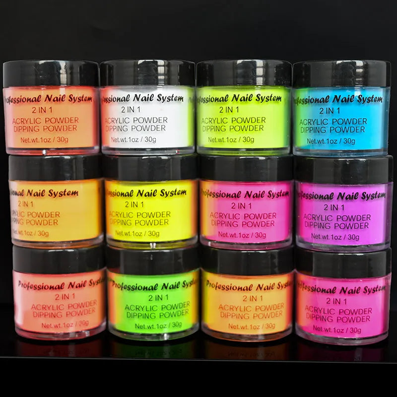 100g/Bag Neon Acrylic Powder 3in1 Phosphor Nail Dust Powder DIY Extending/Dipping Bulk Manicure Pigment FD-58nkhs
