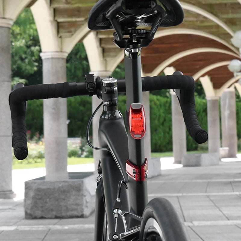 ROCKBROS Bike Rear Light Bicycle Warning Tail Light Cycling Helmet Bag Taillight Lantern Water Repellent Mini Bike Accessories