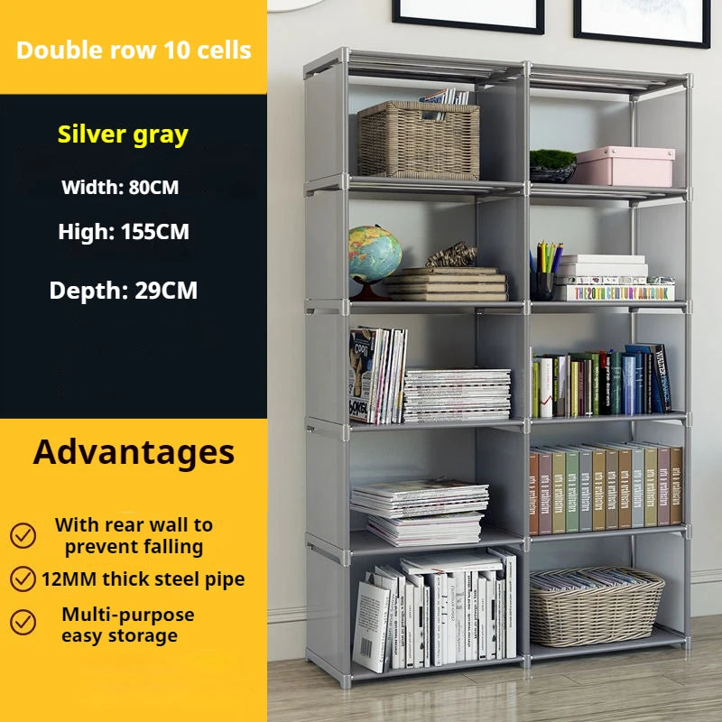Multi-layer Simple Assembled Bookshelf Easy To Assemble Closet Storage Cabinet Portable Children's Sundries Shelf Save Space