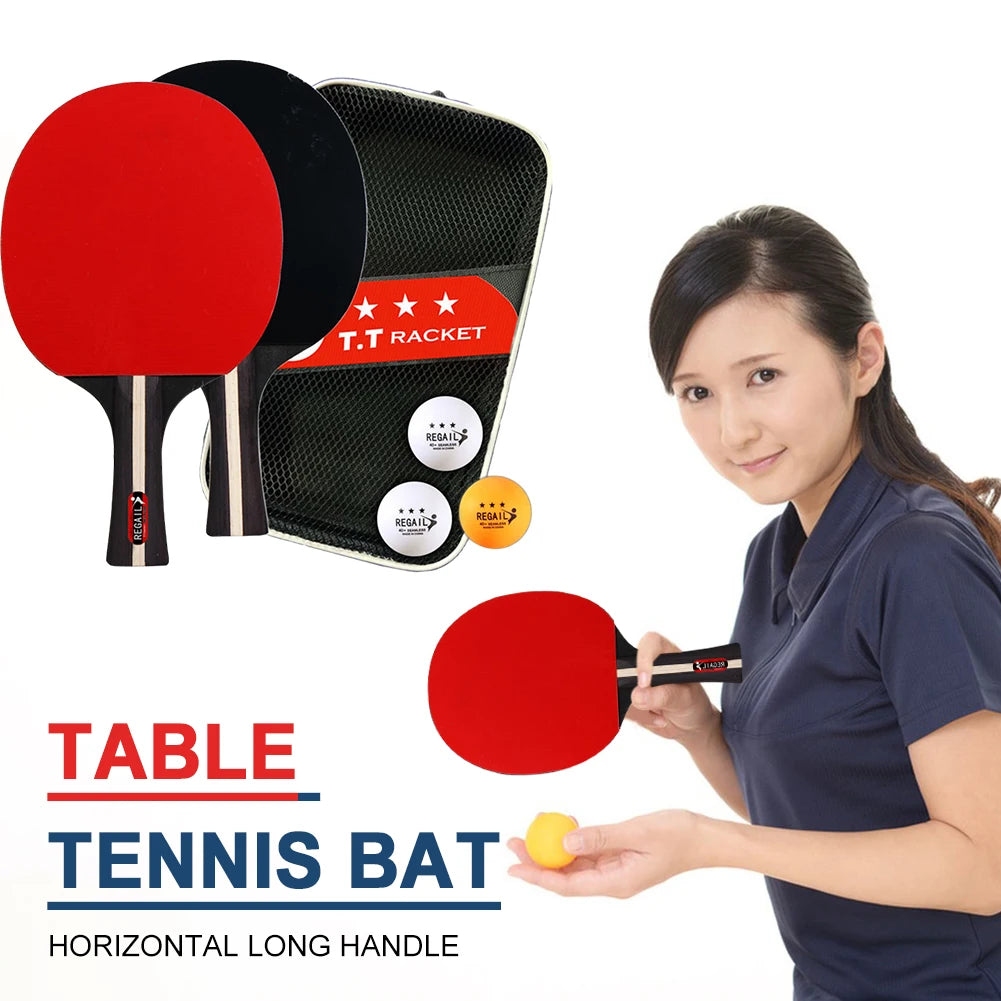 Table Tennis Racket 2 Rackets & 3 Balls Table Tennis Paddles Professional Ping Pong Paddle with Bag for Beginners Training Game