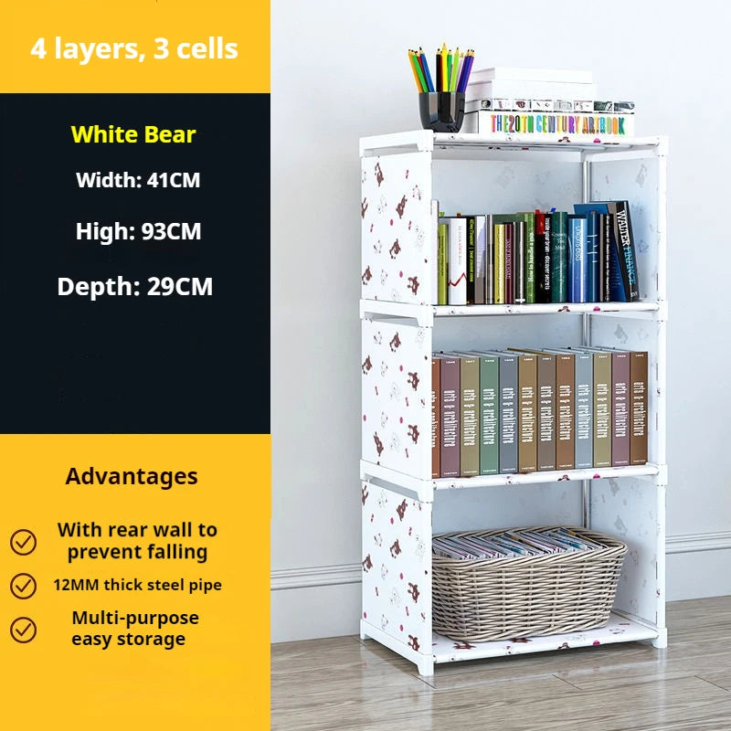 Multi-layer Simple Assembled Bookshelf Easy To Assemble Closet Storage Cabinet Portable Children's Sundries Shelf Save Space