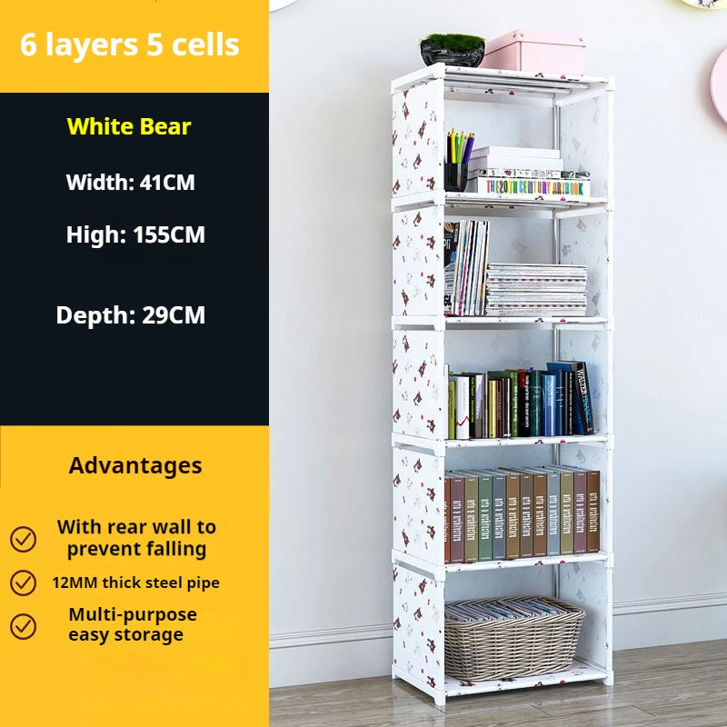 Multi-layer Simple Assembled Bookshelf Easy To Assemble Closet Storage Cabinet Portable Children's Sundries Shelf Save Space