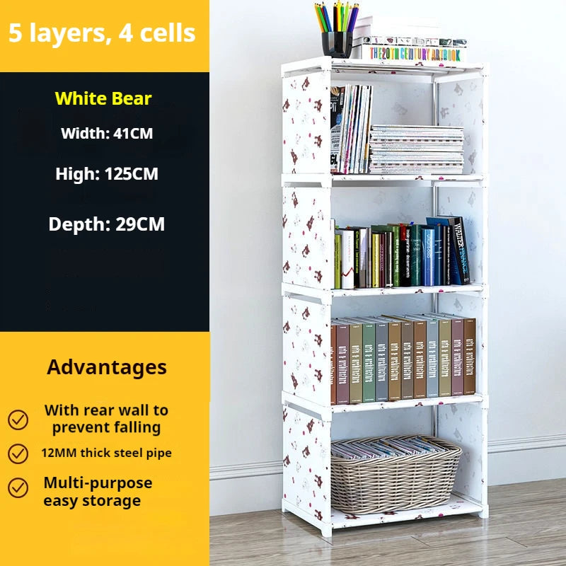Multi-layer Simple Assembled Bookshelf Easy To Assemble Closet Storage Cabinet Portable Children's Sundries Shelf Save Space